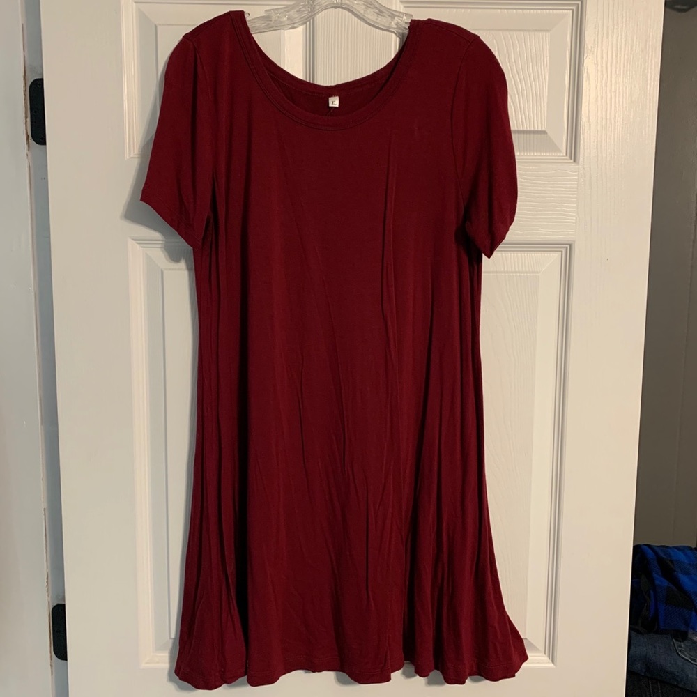 Maroon T Shirt Dress